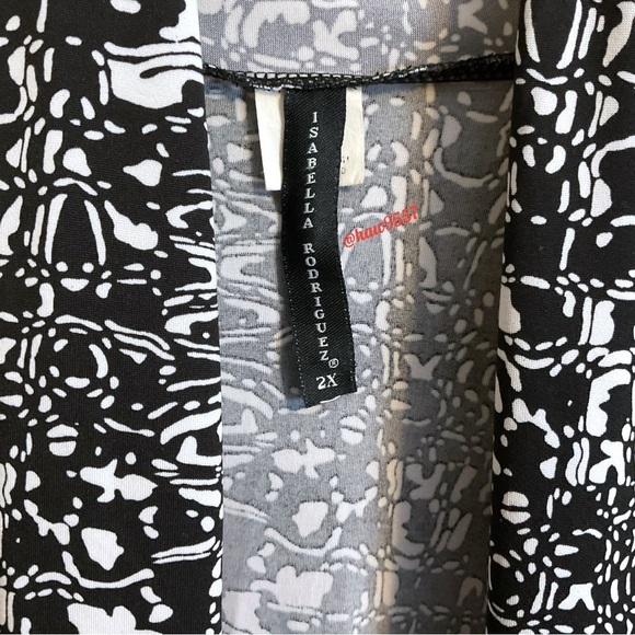 Isabella Rodriquez Pleated Swing Cardigan Woman's Plus 2X Black White Comfort - Picture 2 of 8